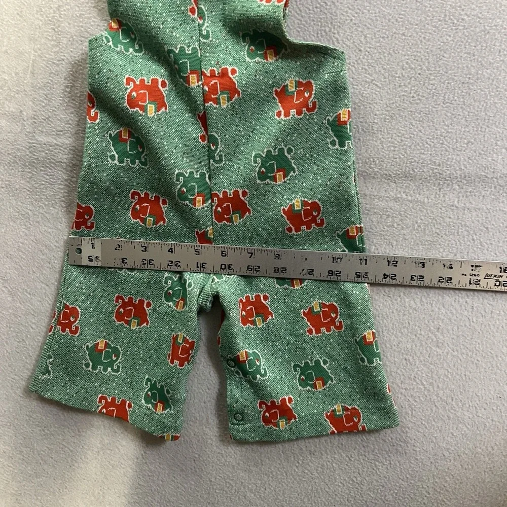 Carter's Vintage Baby Overalls 12 Months 19-22 Pounds Green Red Elephants AOP